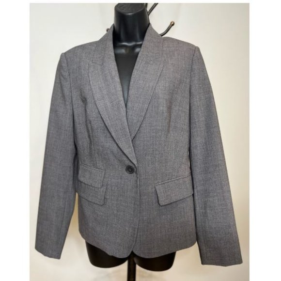 Jacob Womens Single Button Blazer Jacket Long Sleeve Flap Pockets Size M Gray - Picture 1 of 4